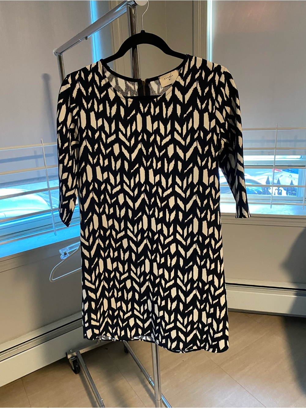 Everly Black & White Geometric Shift Mini Dress